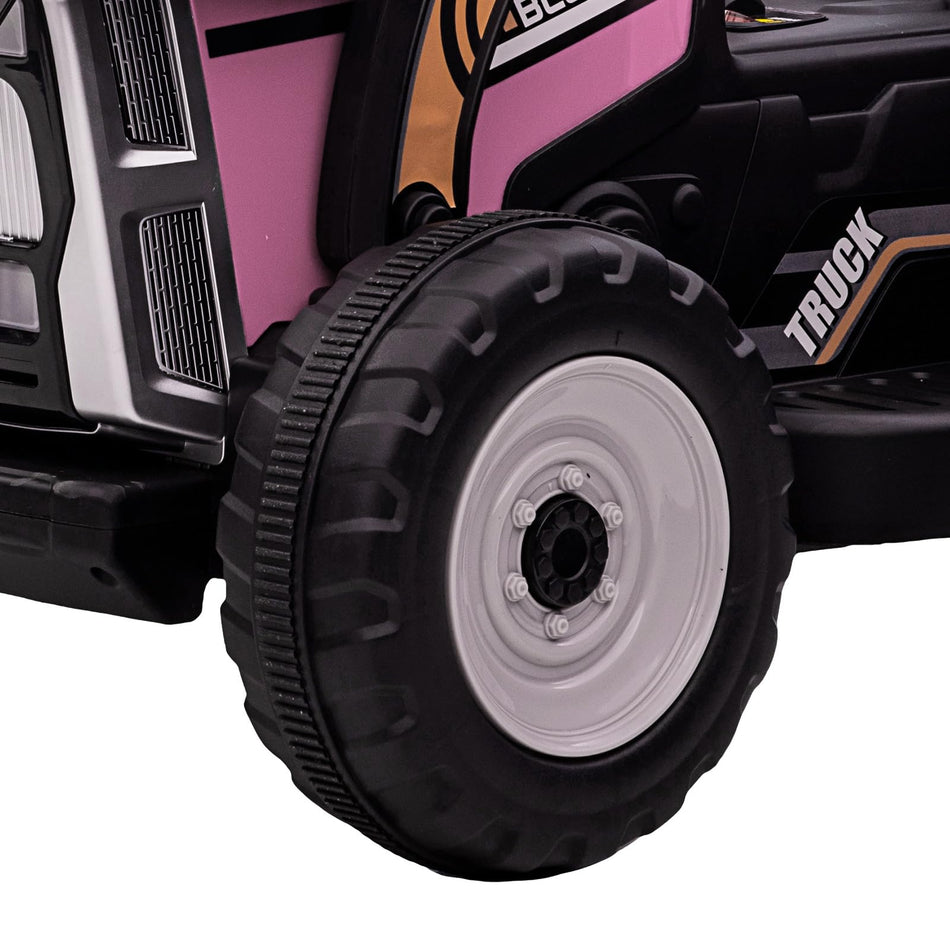 Garvee 12V Kids Ride on Excavator with Parental Remote Control, Electric Powered Construction Vehicle for Toddler with Bucket,Headlights,Horn,Gear Shift,Music for 3-6 Years(EVA Tires) - Pink