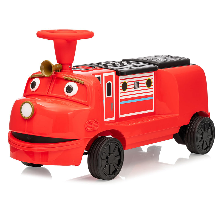Garvee Licensed By CHUGGINGTON Kids Train 12V Seater Ride On Train Trackless Carriage Red For Toddlers 3+